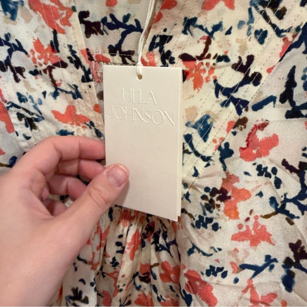 NWT Ulla Johnson White Pink Floral Silk Blouse Top 2 - Picture 10 of 11
